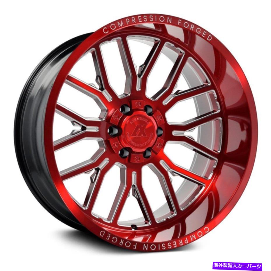 ホイール　４本セット 22x12 ax cf ax6.2 8x6.5/8x165.1 -44赤い粉砕ホイールリムセット（4）125.2 22x12 AXE CF AX6.2 8x6.5/8x165.1 -44 Red Milled Wheels Rims Set(4) 125.2【並行輸入品】