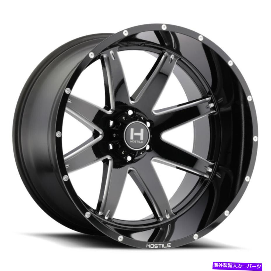 ホイール　４本セット 20x12敵対的なH109アルファ6x135 -44ブラックミリングホイールリムセット（4）87 20x12 Hostile H109 Alpha 6x135 -44 Black Milled Wheels Rims Set(4) 87【並行輸入品】