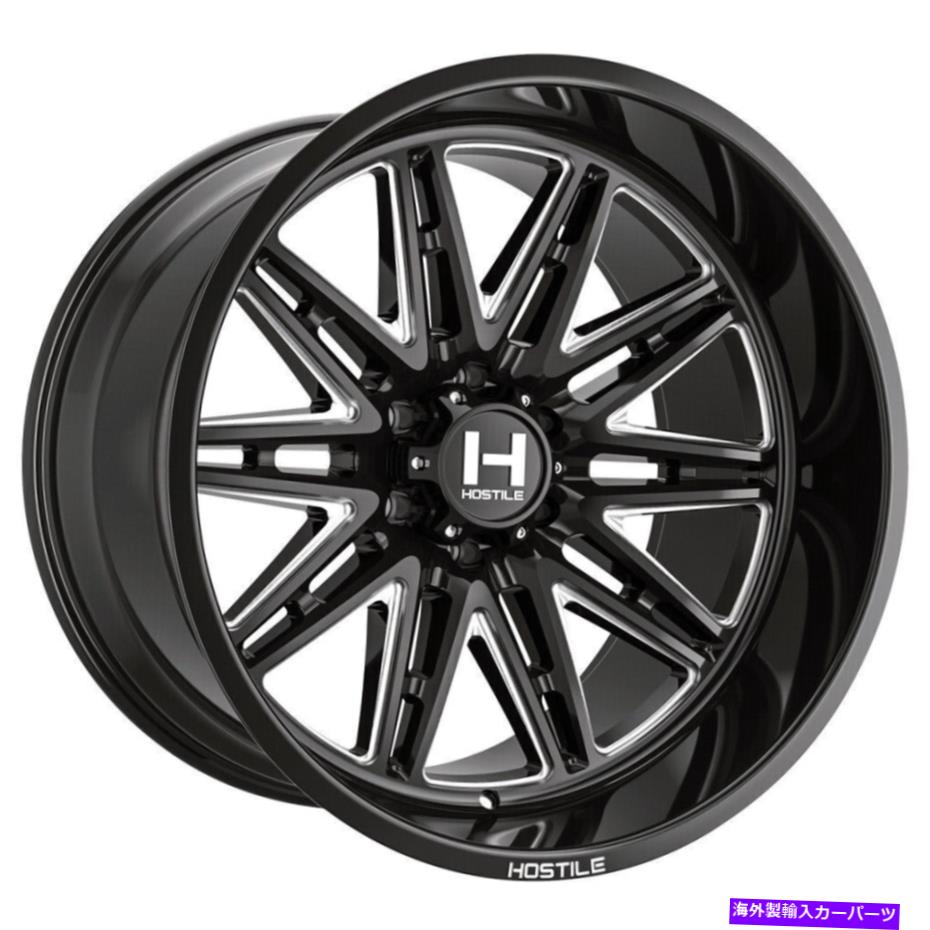 ホイール　４本セット 20x12敵対的なH126マニアック5x5.5/5x139.7 -44ブラックミリングホイールリムセット（4）87 20x12 Hostile H126 Maniac 5x5.5/5x139.7 -44 Black Milled Wheels Rims Set(4) 87【並行輸入品】