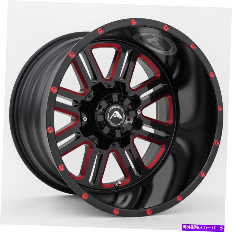 ホイール　４本セット 22x14アメリカンオフロードA106 6x135/6x5.5 -76ブラックミリングレッドホイールリムセット（4） 22x14 American Off-Road A106 6x135/6x5.5 -76 Black Milled Red Wheels Rims Set(4)【並行輸入品】｜Us Custom Parts Shop USDM