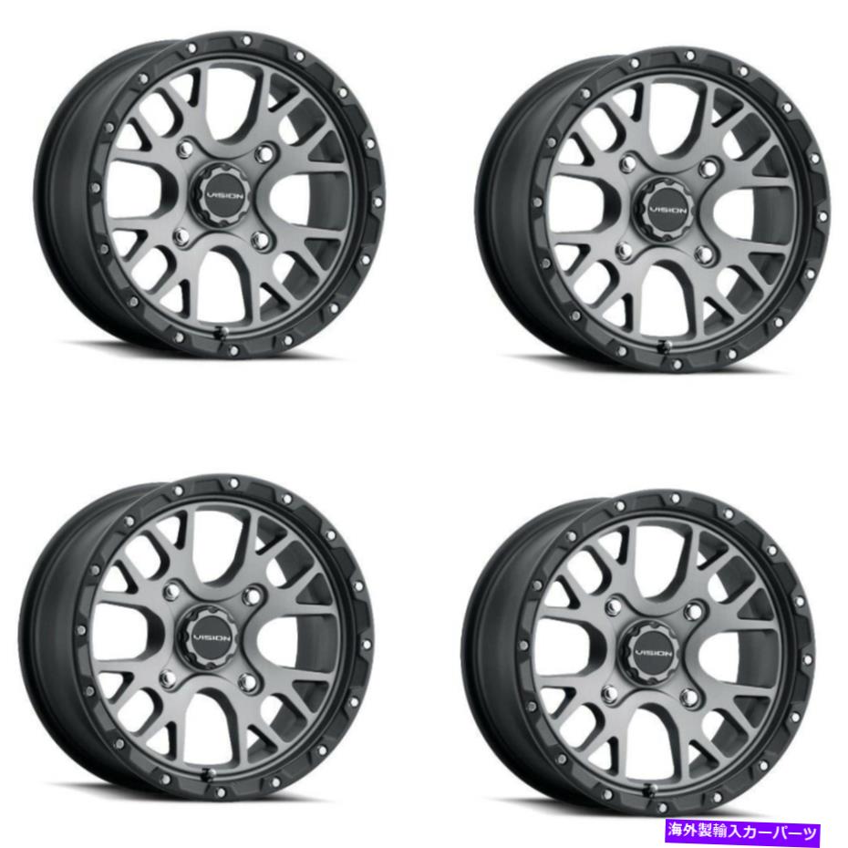 ホイール 4本セット セット4 15 "ビジョンATV 545ロッカーサテングレーホイール15x7 4x110リム13mm Set 4 15" Vision ATV 545 Rocker Satin Grey Wheels 15x7 4x110 Rims 13mm【並行輸入品】|Us Custom Parts Shop USDM