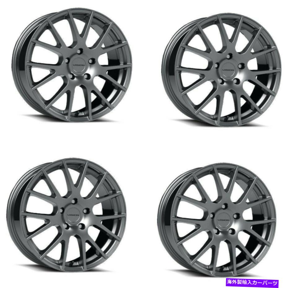 ホイール 4本セット セット4 16 "Vision 18 Hellion 16x7 Gunmetal 5x4.5ストリートホイール38mm 5ラグリム Set 4 16" Vision 18 Hellion 16x7 Gunmetal 5x4.5 Street Wheels 38mm 5 Lug Rims【並行輸入品】|Us Custom Parts Shop USDM