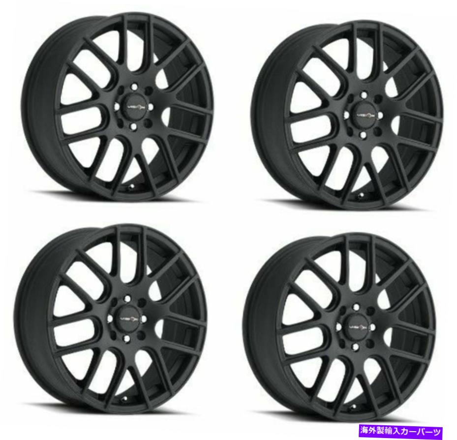 ホイール　４本セット セット4 20 "ビジョンストリート426Hクロスマットブラックホイール20x8.5 5x4.5リム40mm Set 4 20" Vision Street 426H Cross Matte Black Wheels 20x8.5 5x4.5 Rims 40mm【並行輸入品】｜Us Custom Parts Shop USDM