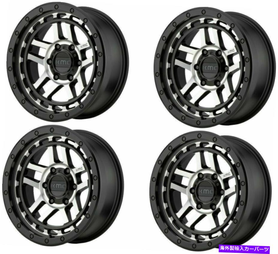 ホイール　４本セット セット4 17x9 kmc km540 reconブラック機械加工6x5.5ホイール-12mmトラックリム Set 4 17x9 KMC KM540 Recon Black Machined 6X5.5 Wheels -12mm Truck Rims【並行輸入品】