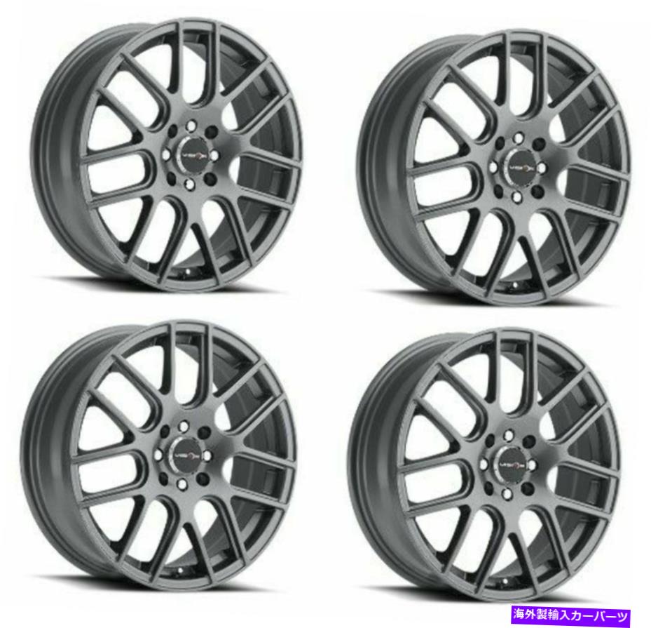 ホイール　４本セット セット4 17 "ビジョンストリート426Hクロスガンメタルホイール17x7.5 4x100リム38mm Set 4 17" Vision Street 426H Cross Gunmetal Wheels 17x7.5 4x100 Rims 38mm【並行輸入品】｜Us Custom Parts Shop USDM