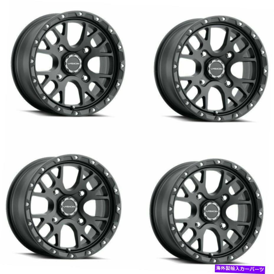 ホイール　４本セット セット4 14 "ビジョンATV 545ロッカーサテンブラックホイール14x7 4x110リム13mm Set 4 14" Vision ATV 545 Rocker Satin Black Wheels 14x7 4x110 Rims 13mm【並行輸入品】｜Us Custom Parts Shop USDM