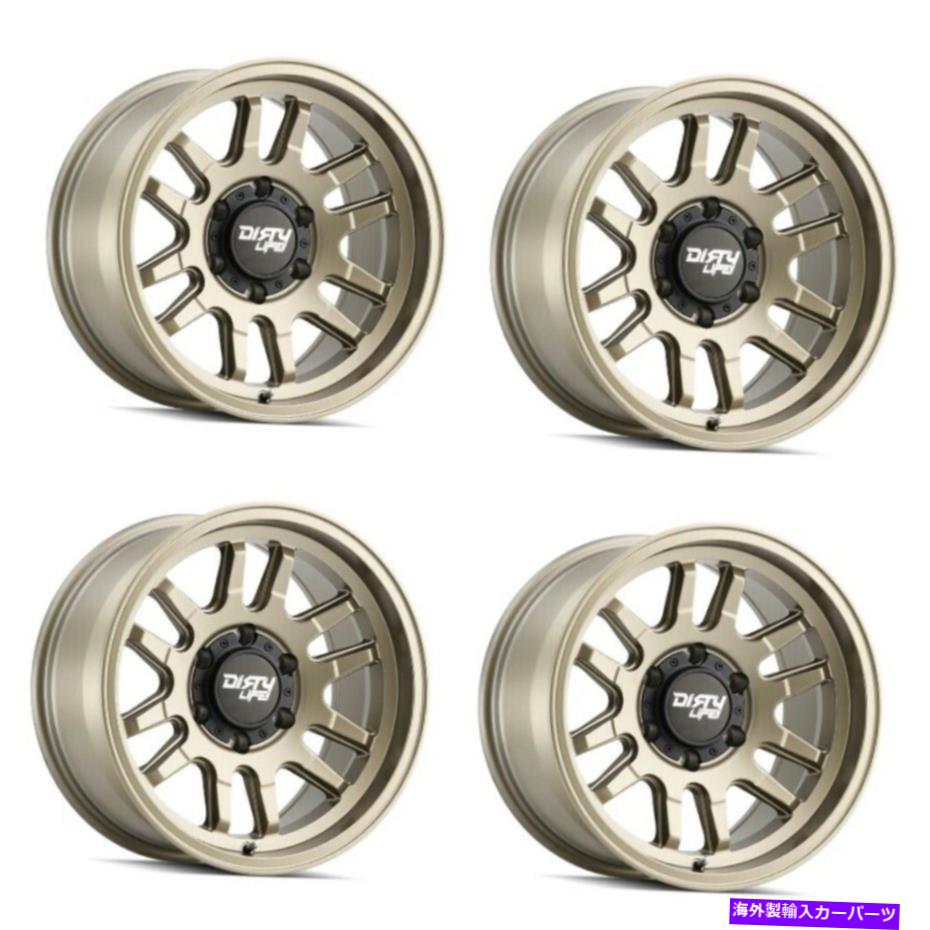 ホイール　４本セット セット4 17 "ダーティライフキャニオンサテンゴールドホイール17x9 6x5.5リム0mm Set 4 17" Dirty Life Canyon Satin Gold Wheels 17x9 6x5.5 Rims 0mm【並行輸入品】｜Us Custom Parts Shop USDM