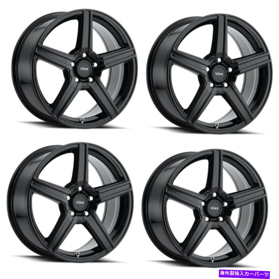 ホイール　４本セット セット4 18x8 voxx como glossブラックホイール5x110/ 5x115 45mm乗客リムW/ラグ Set 4 18x8 Voxx Como Gloss Black Wheels 5x110/5x115 45mm Passenger Rims w/ Lugs【並行輸入品】