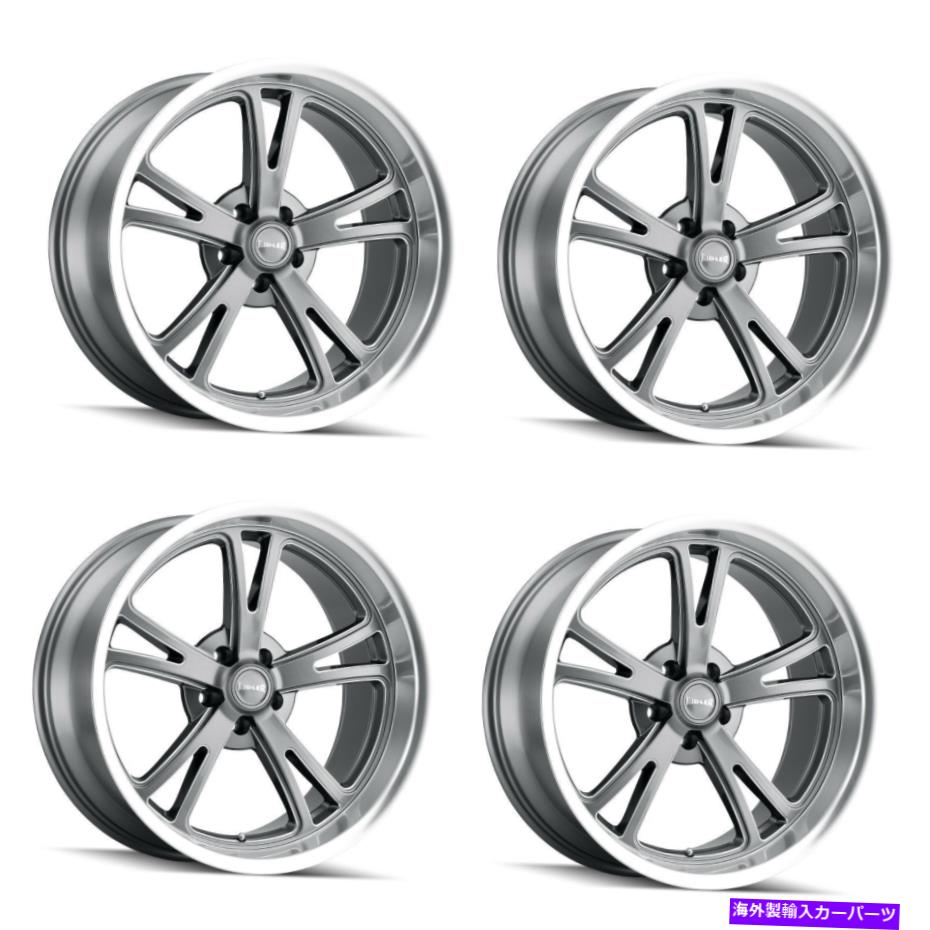 ホイール　４本セット セット4 18 "リドラー606グレーw/機械加工リップホイール18x8 5x5ジープトラックリム0mm Set 4 18" Ridler 606 Grey W/Machined Lip Wheels 18x8 5x5 For Jeep Truck Rims 0mm【並行輸入品】｜Us Custom Parts Shop USDM