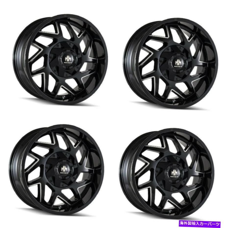 ホイール　４本セット セット4 20 "メイヘムハチェットブラックW/ミルドスポークホイール20x9 8x6.5 8x170リム18mm Set 4 20" Mayhem Hatchet Black W/Milled Spokes Wheels 20x9 8x6.5 8x170 Rims 18mm【並行輸入品】｜Us Custom Parts Shop USDM
