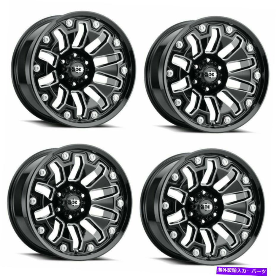ホイール 4本セット セット4 20 "ビジョン362アーマーグロスブラックミリングスポークホイール20x9 8x6.5リム12mm Set 4 20" Vision 362 Armor Gloss Black Milled Spoke Wheels 20x9 8x6.5 Rims 12mm【並行輸入品】|Us Custom Parts Shop USDM