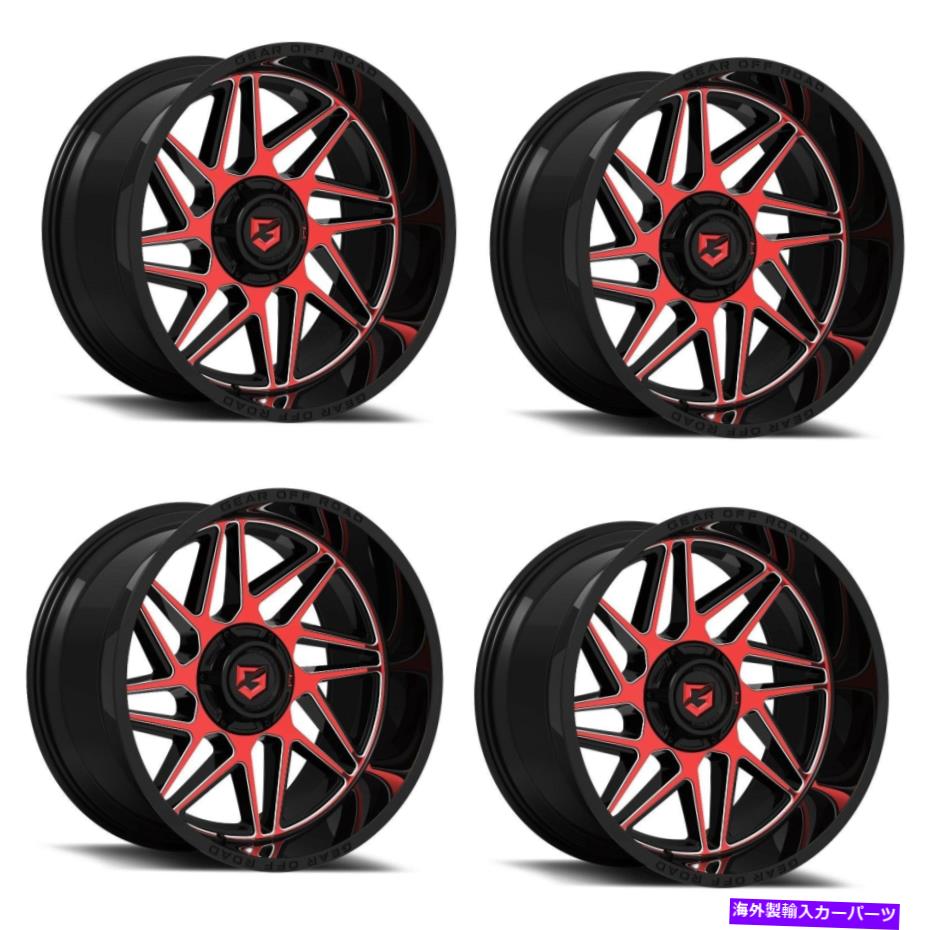 ホイール 4本セット セット4 20 "ギアオフロード761MBR 20x10 6x135/5.5ブラック機械加工&赤い色合い-19mm Set 4 20" Gear Off Road 761MBR 20x10 6x135/5.5 Black Machined & Red Tint -19mm【並行輸入品】|Us Custom Parts Shop USDM
