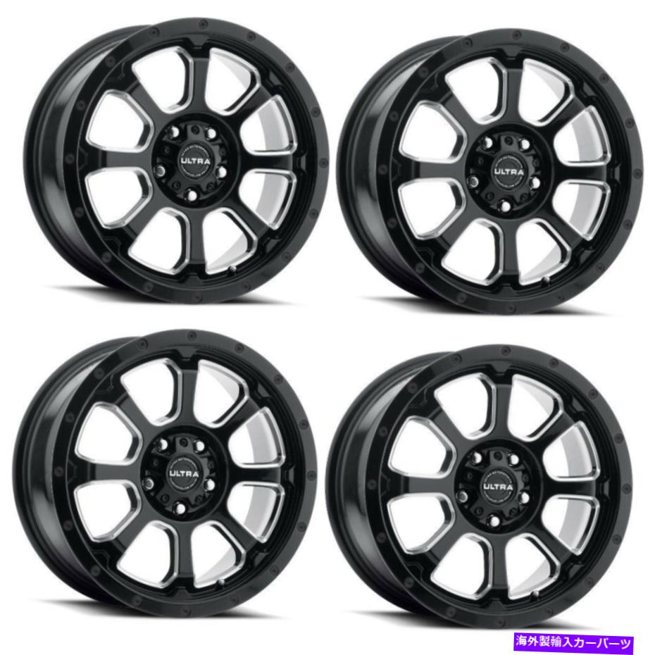 ホイール 4本セット セット4 17 "ウルトラ219bmネメシス17x8 5x100グロスブラックw/ミルホイール35mmリム Set 4 17" Ultra 219BM Nemesis 17x8 5x100 Gloss Black w/ Milled Wheels 35mm Rims【並行輸入品】|Us Custom Parts Shop USDM