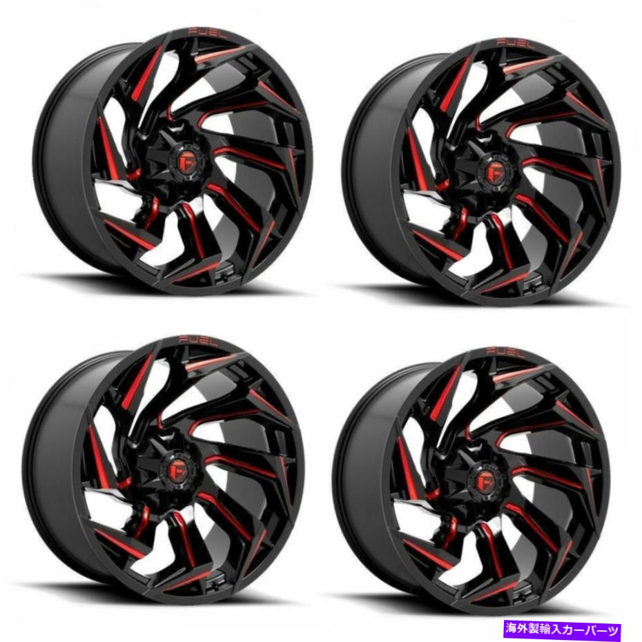 ホイール　４本セット セット4 22 "燃料D755反応22x10ブラックミルドレッドチント8x180ホイール-18mmリム Set 4 22" Fuel D755 Reaction 22x10 Black Milled Red Tint 8X180 Wheels -18mm Rims【並行輸入品】｜Us Custom Parts Shop USDM