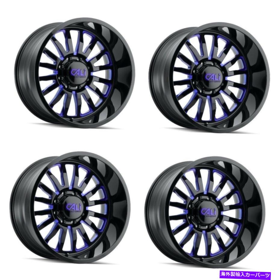 ホイール　４本セット セット4 24 "カリオフロードサミットブラック/ブルーミルドホイール24x14 8x180リム-76mm Set 4 24" Cali Off-Road Summit Black/Blue Milled Wheels 24x14 8x180 Rims -76mm【並行輸入品】｜Us Custom Parts Shop USDM 469,084円