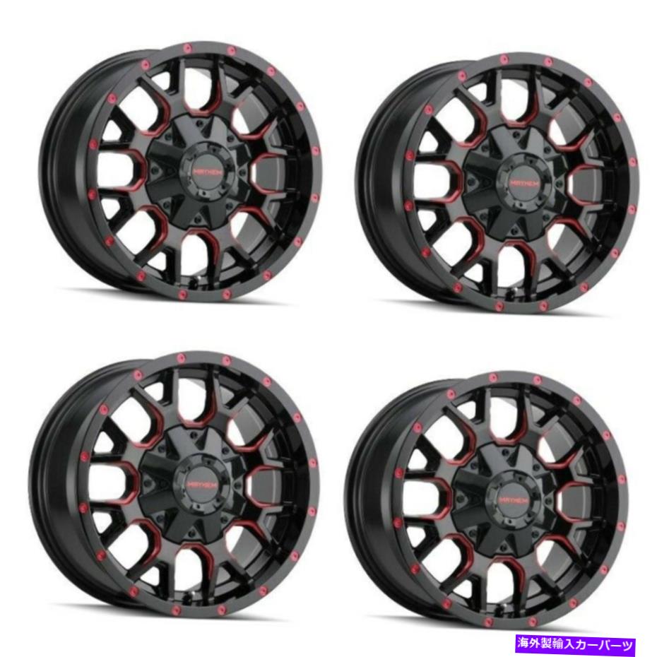 ホイール　４本セット セット4 20 "メイヘムウォリアーブラックw/プリズムレッドホイール20x9 8x6.5 8x170リム0mm Set 4 20" Mayhem Warrior Black W/Prism Red Wheels 20x9 8x6.5 8x170 Rims 0mm【並行輸入品】｜Us Custom Parts Shop USDM