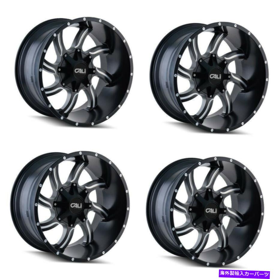 ホイール　４本セット セット4 20 "カリオフロードツイストサテンブラック/ミルドスポーク20x14 8x180リム-76mm Set 4 20" Cali Off-Road Twisted Satin Black/Milled Spokes 20x14 8x180 Rims -76mm【並行輸入品】｜Us Custom Parts Shop USDM