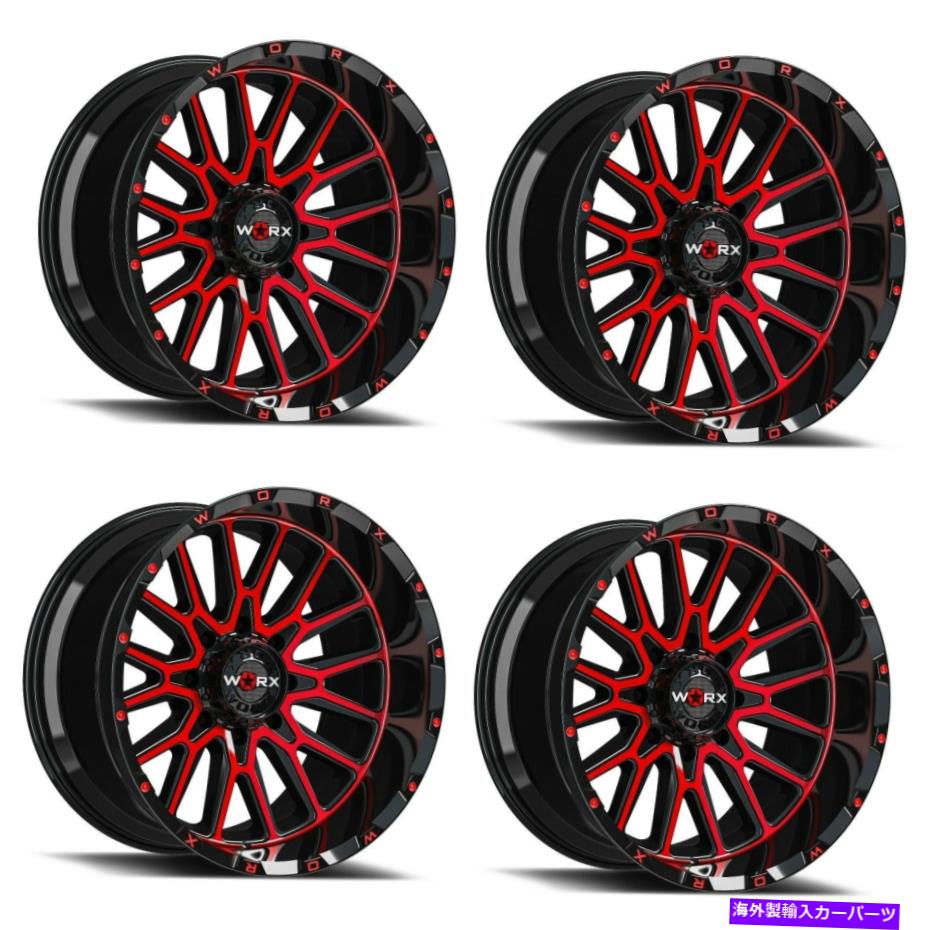 ホイール 4本セット セット4 20 "worx 818mbr 20x12 8x170グロスブラック機械加工レッドホイール-44mmリム Set 4 20" Worx 818MBR 20x12 8x170 Gloss Black Machined Red Wheels -44mm Rims【並行輸入品】|Us Custom Parts Shop USDM