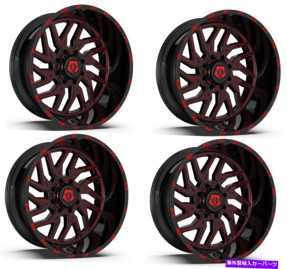 ホイール　４本セット セット4 22 "TIS 544BMR 22x12 8x6.5グロスブラックレッドミリングアクセントホイール-44mm Set 4 22" TIS 544BMR 22x12 8x6.5 Gloss Black Red Milled Accents Wheels -44mm【並行輸入品】｜Us Custom Parts Shop USDM