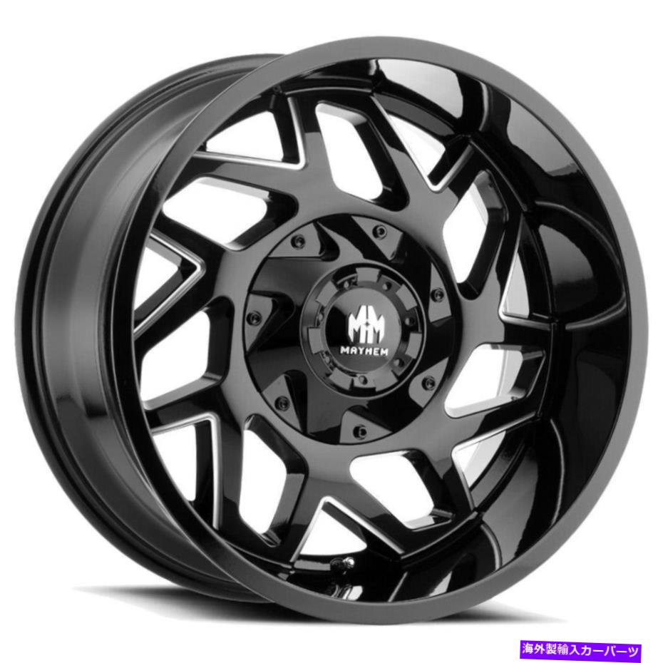 ホイール　４本セット Mayhem 8106 Hatchet 20x10 8x180 -19ブラックミリングホイール（4）124.1 20インチリム Mayhem 8106 Hatchet 20x10 8x180 -19 Black Milled Wheels(4) 124.1 20\
