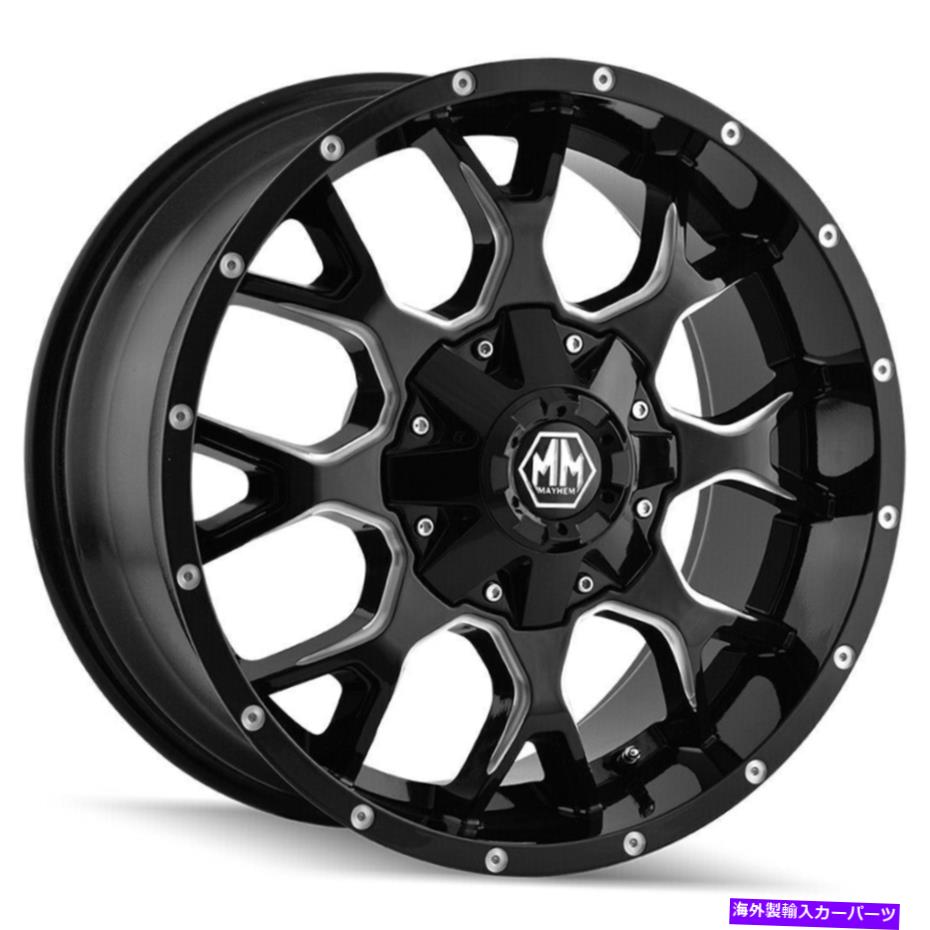 ホイール　４本セット Mayhem 8015 Warrior 20x9 8x6.5/8x170 0ブラックミルホイール（4）130.8 20 "インチリム Mayhem 8015 Warrior 20x9 8x6.5/8x170 0 Black Milled Wheels(4) 130.8 20" inch Rim【並行輸入品】｜Us Custom Parts Shop USDM
