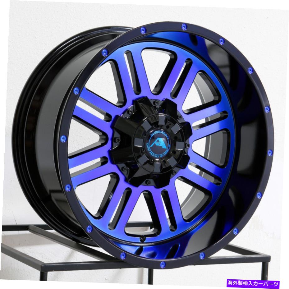 ホイール 4本セット American Off -Road A106 20x10 6x135/6x5.5 -24ブラック機械加工青ホイール(4)106.1 American Off-Road A106 20x10 6x135/6x5.5 -24 Black Machined Blue Wheels(4) 106.1【並行輸入品】|Us Custom Parts Shop USDM