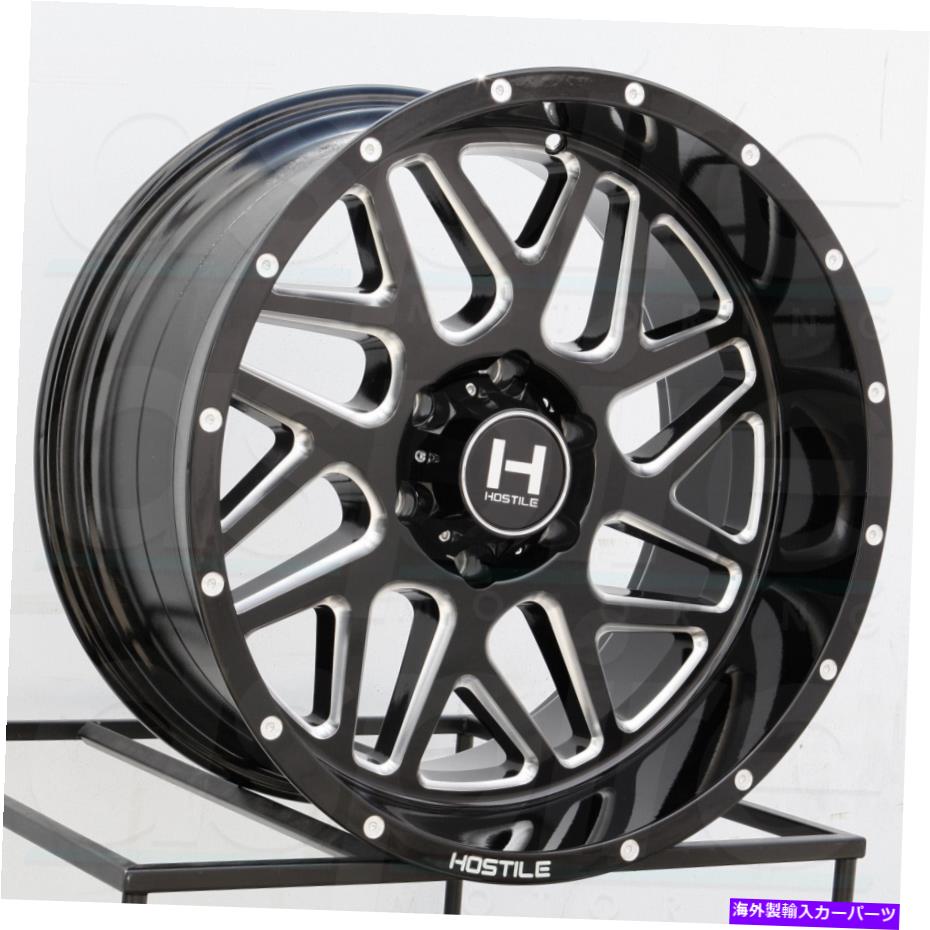 ホイール 4本セット 敵対的なH108スプロケット20x10 5x150 -19ブラックミリングホイール(4)110 20 "インチリム Hostile H108 Sprocket 20x10 5x150 -19 Black Milled Wheels(4) 110 20" inch Rims【並行輸入品】|Us Custom Parts Shop USDM