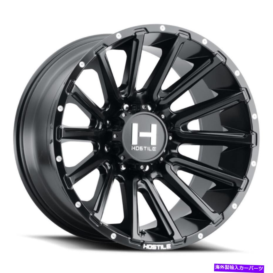 ホイール　４本セット 敵対的なH123台風20x12 8x170 -44フルブラックホイール（4）125.2 20インチのリム Hostile H123 Typhoon 20x12 8x170 -44 Full Black Wheels(4) 125.2 20\