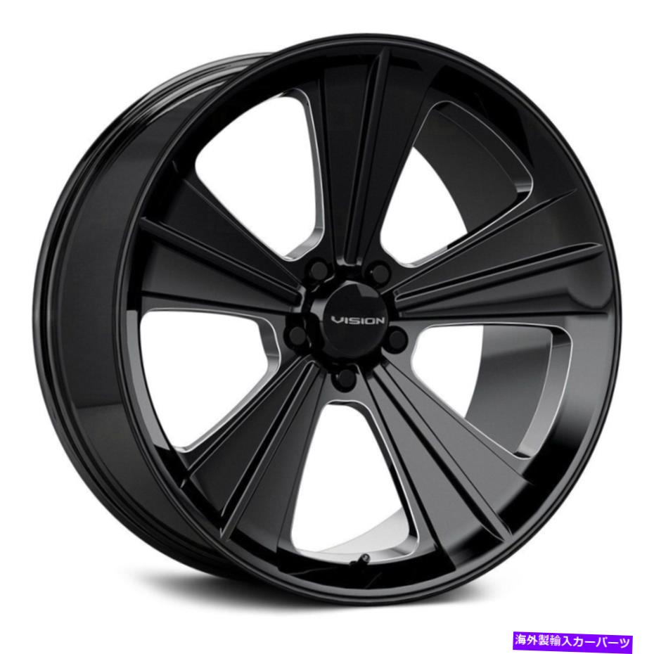 ホイール　４本セット ビジョンミサイルホイール20x11（50、5x114.3、83）4のブラックリムセット Vision MISSILE Wheels 20x11 (50, 5x114.3, 83) Black Rims Set of 4【並行輸入品】