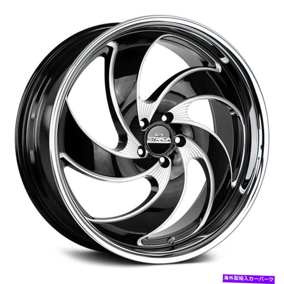 ホイール　４本セット Strada Retro 5ホイール20x8.5（15、5x127、78.1）4のブラックリムセット Strada RETRO 5 Wheels 20x8.5 (15, 5x127, 78.1) Black Rims Set of 4【並行輸入品】