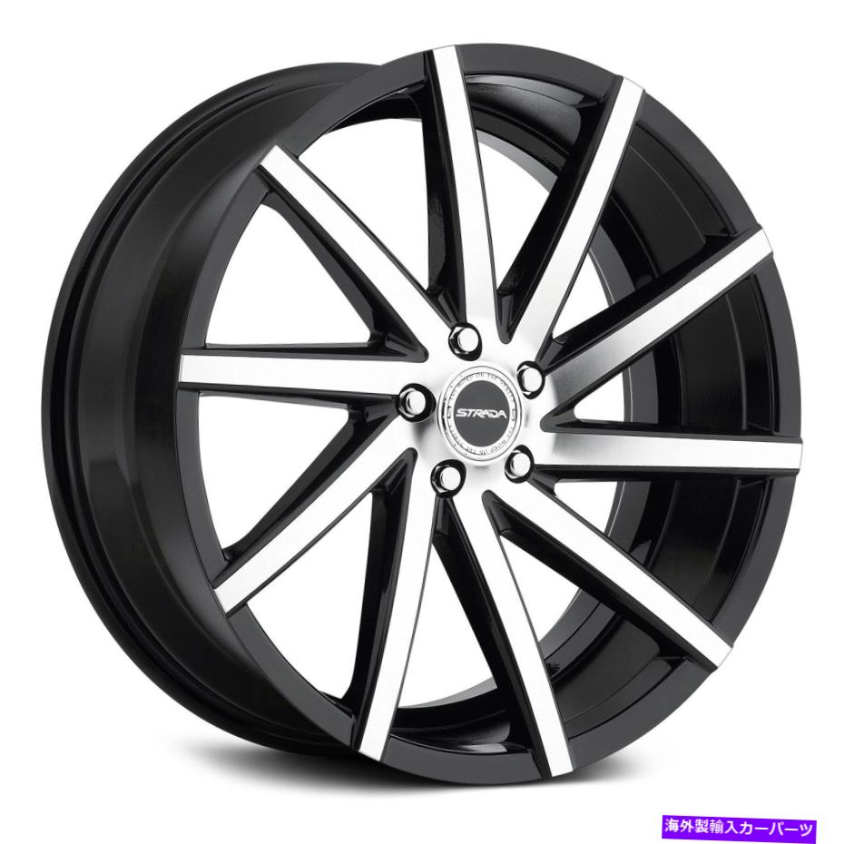 ホイール　４本セット Strada Sega Wheels 22x9（15、5x114.3、72.6）4のブラックリムセット Strada Sega Wheels 22x9 (15, 5x114.3, 72.6) Black Rims Set of 4【並行輸入品】