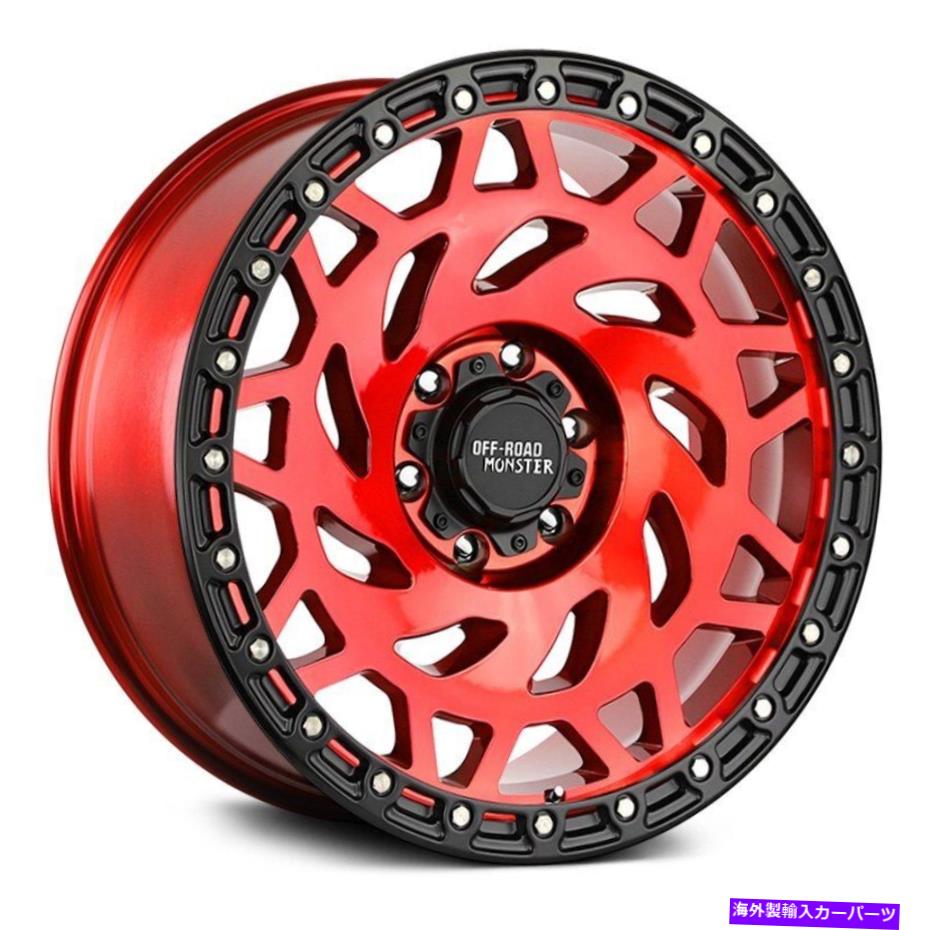 ホイール　４本セット オフロードモンスターM50ホイール17x9（0、6x139.7、106.4）4の赤いリムセット Off-Road Monster M50 Wheels 17x9 (0, 6x139.7, 106.4) Red Rims Set of 4【並行輸入品】