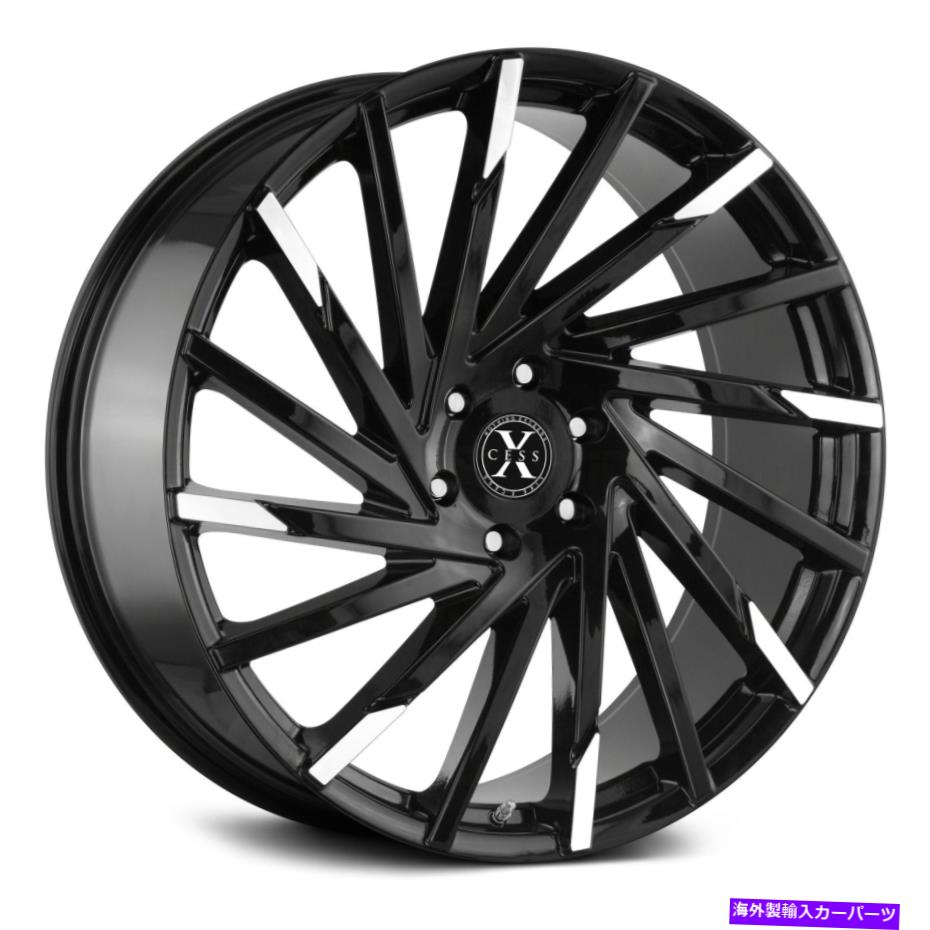 ホイール　４本セット Xcess x02ホイール22x9（35、5x114.3、72.6）4のブラックリムセット Xcess X02 Wheels 22x9 (35, 5x114.3, 72.6) Black Rims Set of 4【並行輸入品】