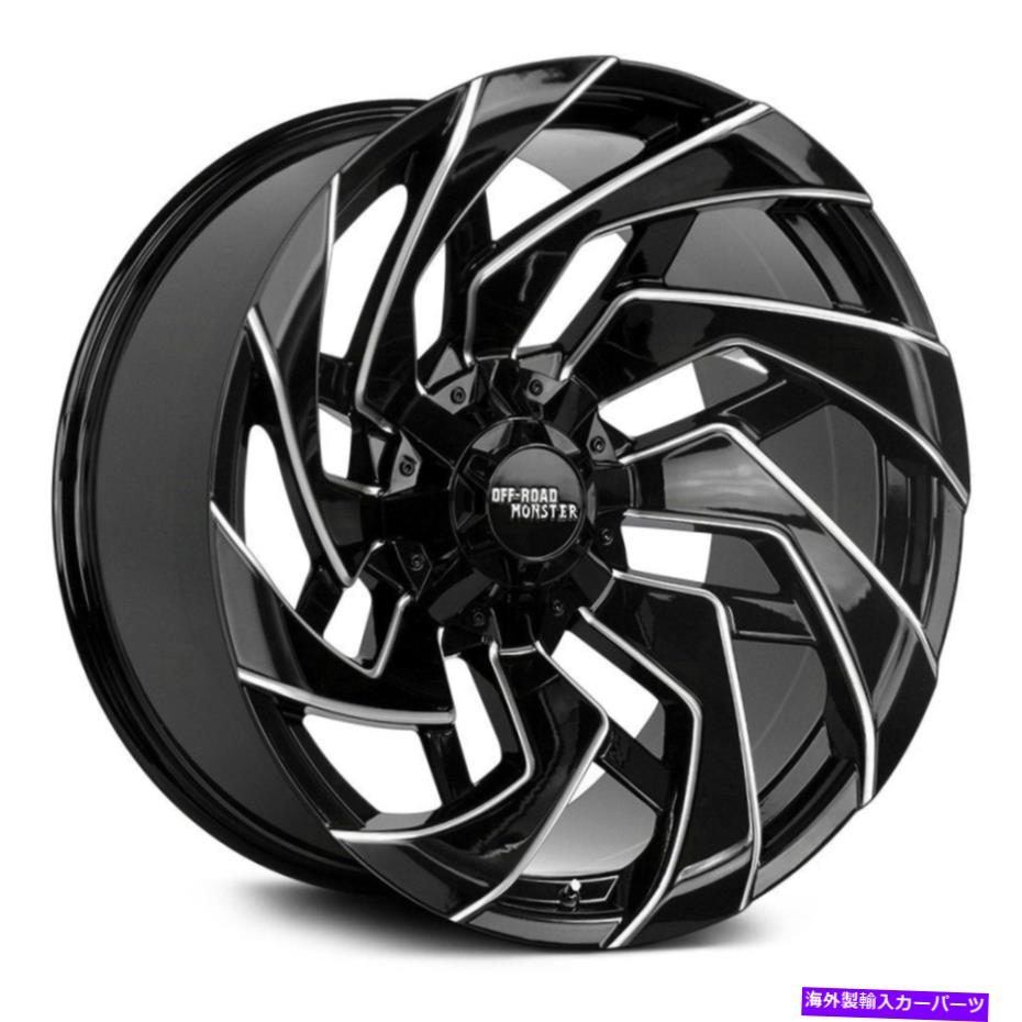 ホイール　４本セット オフロードモンスターM24ホイール20x10（-19、8x180、125.2）4のブラックリムセット Off-Road Monster M24 Wheels 20x10 (-19, 8x180, 125.2) Black Rims Set of 4【並行輸入品】