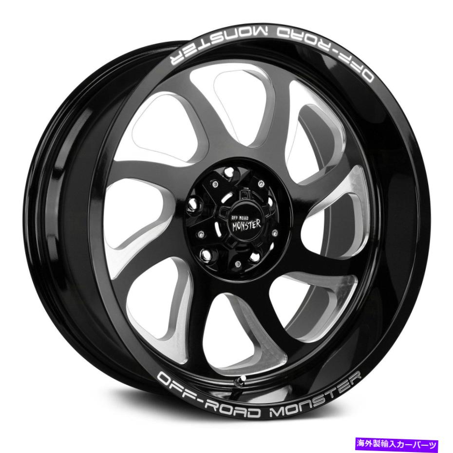 ホイール　４本セット オフロードモンスターM22ホイール20x10（-19、8x165.1、125.2）4のブラックリムセット Off-Road Monster M22 Wheels 20x10 (-19, 8x165.1, 125.2) Black Rims Set of 4【並行輸入品】