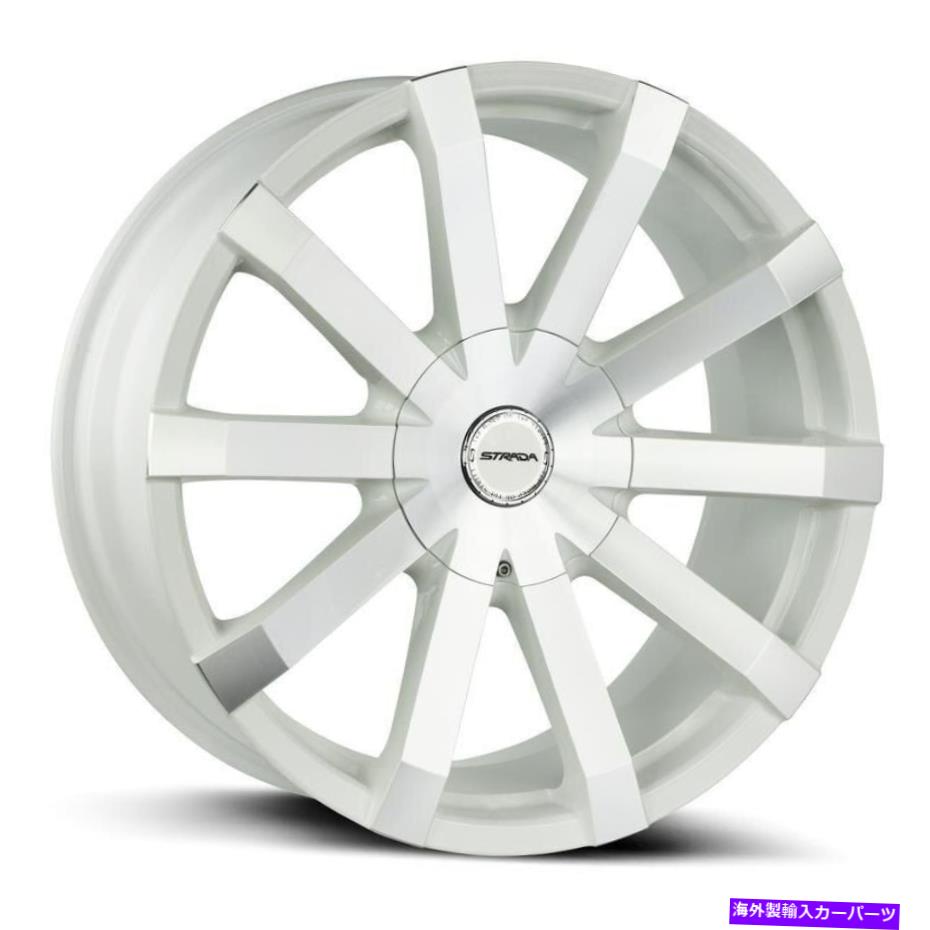 ホイール　４本セット Strada Gabbia Wheels 20x8.5（35、5x114.3、74.1）4のホワイトリムセット Strada GABBIA Wheels 20x8.5 (35, 5x114.3, 74.1) White Rims Set of 4【並行輸入品】