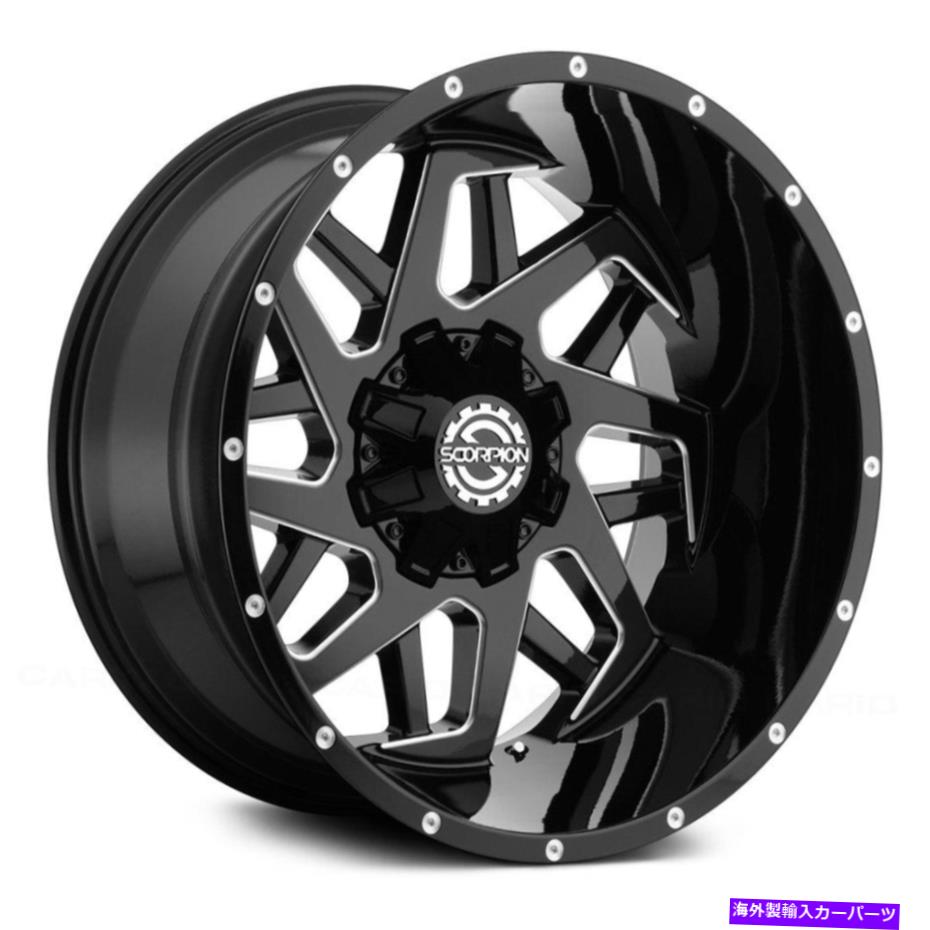 ホイール　４本セット Scorpion SC24ホイール20x10（-19、6x139.7、106.1）4のブラックリムセット Scorpion SC24 Wheels 20x10 (-19, 6x139.7, 106.1) Black Rims Set of 4【並行輸入品】