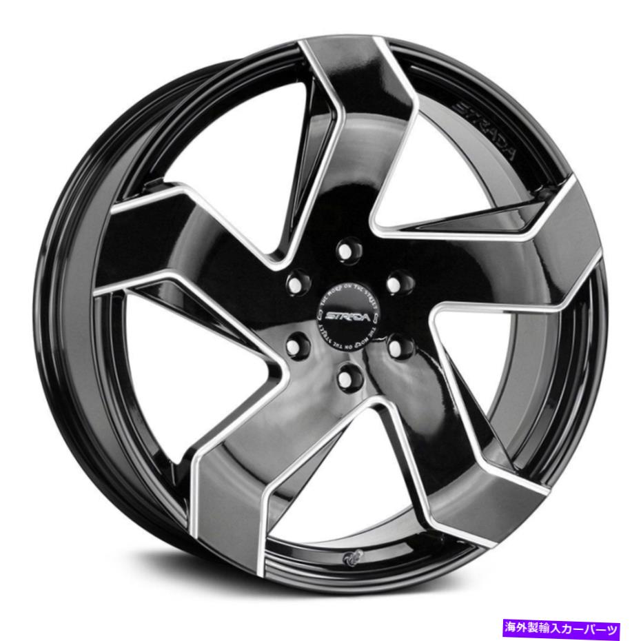 ホイール　４本セット Strada Coltelloホイール22x9（35、5x114.3、72.6）4のブラックリムセット Strada COLTELLO Wheels 22x9 (35, 5x114.3, 72.6) Black Rims Set of 4【並行輸入品】