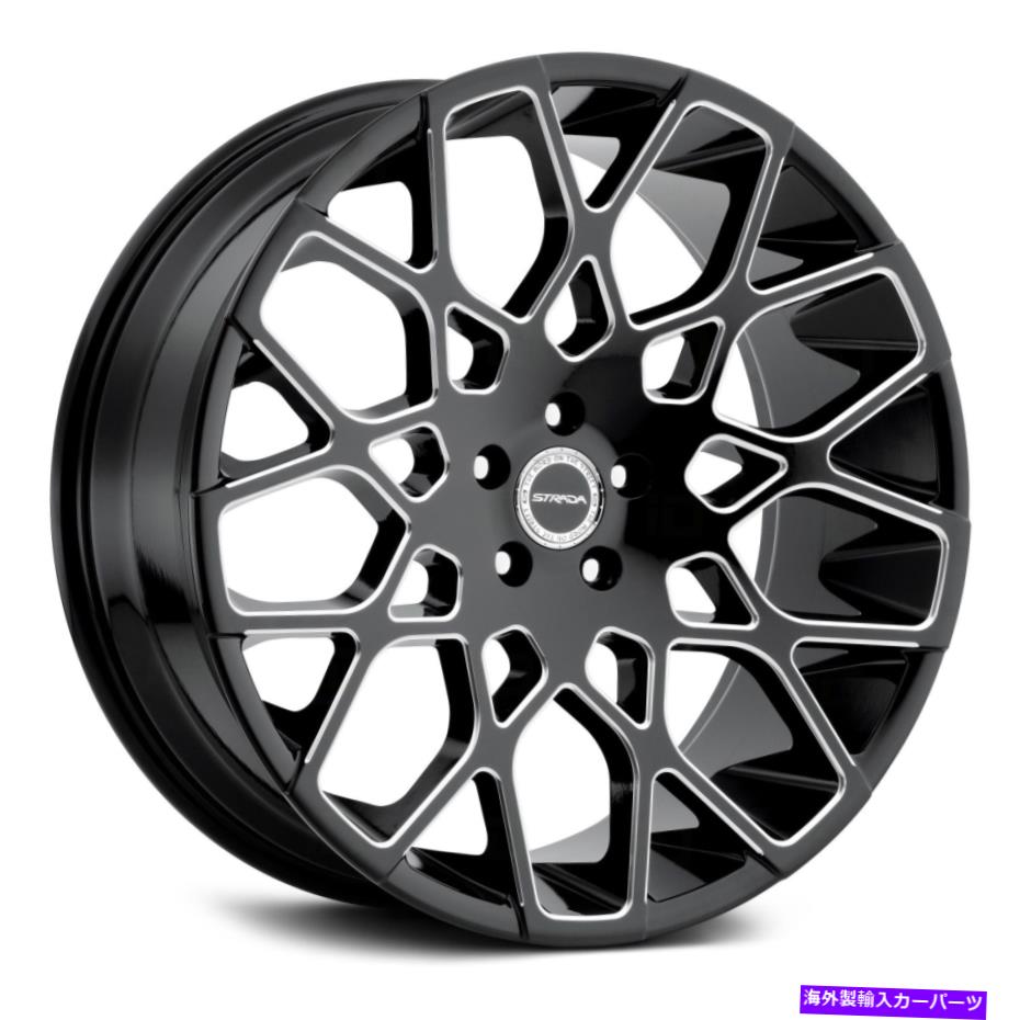 ホイール　４本セット Strada Buca Wheels 22x9.5（24、6x139.7、87.1）4のブラックリムセット Strada BUCA Wheels 22x9.5 (24, 6x139.7, 87.1) Black Rims Set of 4【並行輸入品】