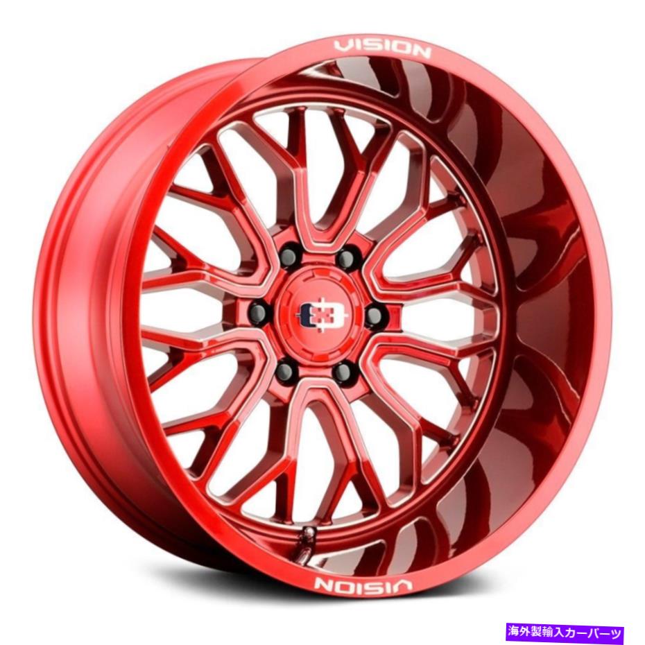 ホイール　４本セット ビジョン402暴動ホイール20x10（-25、8x165.1、125.2）4の赤いリムセット Vision 402 RIOT Wheels 20x10 (-25, 8x165.1, 125.2) Red Rims Set of 4【並行輸入品】