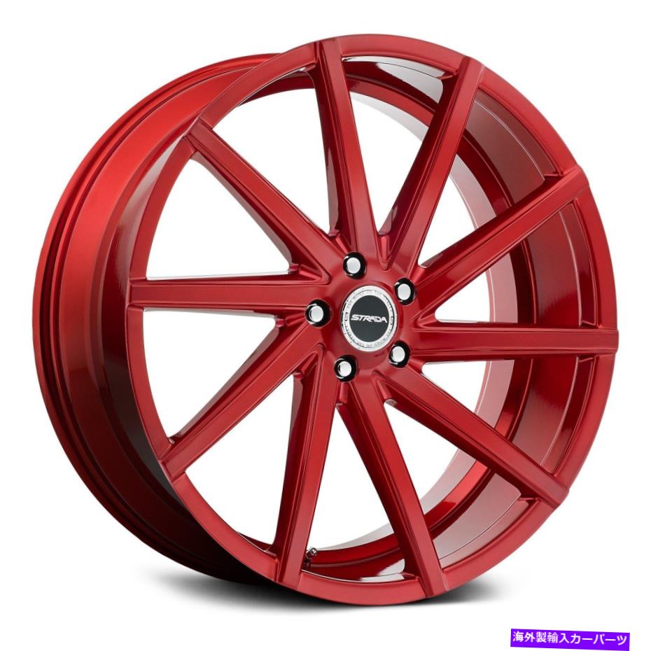 ホイール　４本セット Strada Sega Wheels 22x9（15、5x114.3、72.6）4の赤いリムセット Strada Sega Wheels 22x9 (15, 5x114.3, 72.6) Red Rims Set of 4【並行輸入品】