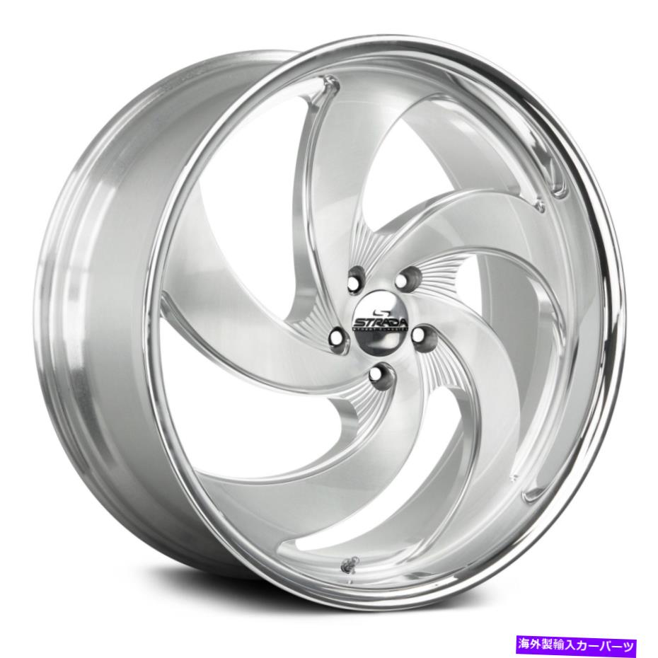 ホイール　４本セット Strada Retro 5ホイール22x9（35、5x120.65、74.1）4のシルバーリムセット Strada RETRO 5 Wheels 22x9 (35, 5x120.65, 74.1) Silver Rims Set of 4【並行輸入品】｜Us Custom Parts Shop USDM