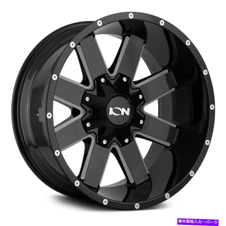 ホイール 4本セット イオン合金141ホイール20x10(-19、6x139.7、106)4のブラックリムセット Ion Alloy 141 Wheels 20x10 (-19, 6x139.7, 106) Black Rims Set of 4【並行輸入品】