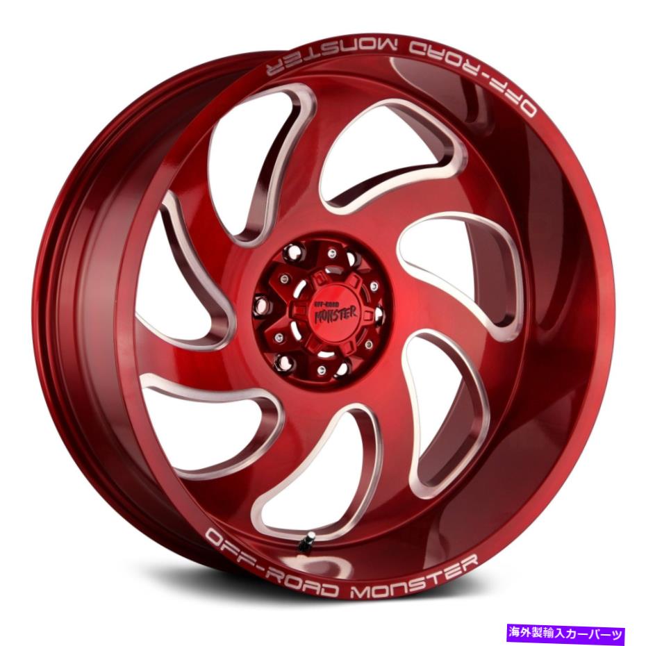 ホイール　４本セット オフロードモンスターM07ホイール20x10（-19、8x165.1、125.2）4の赤いリムセット Off-Road Monster M07 Wheels 20x10 (-19, 8x165.1, 125.2) Red Rims Set of 4【並行輸入品】