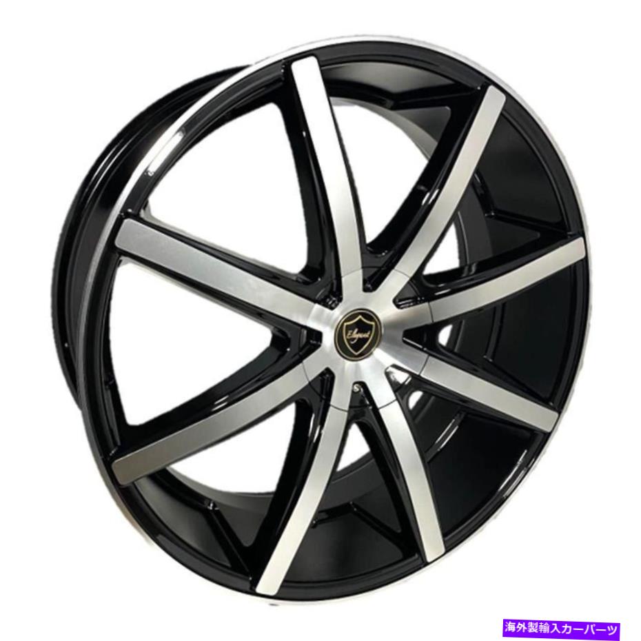 ホイール　４本セット エレガンスEL910ホイール22x9.5（15、5x120.65、74.1）4のブラックリムセット Elegance EL910 Wheels 22x9.5 (15, 5x120.65, 74.1) Black Rims Set of 4【並行輸入品】