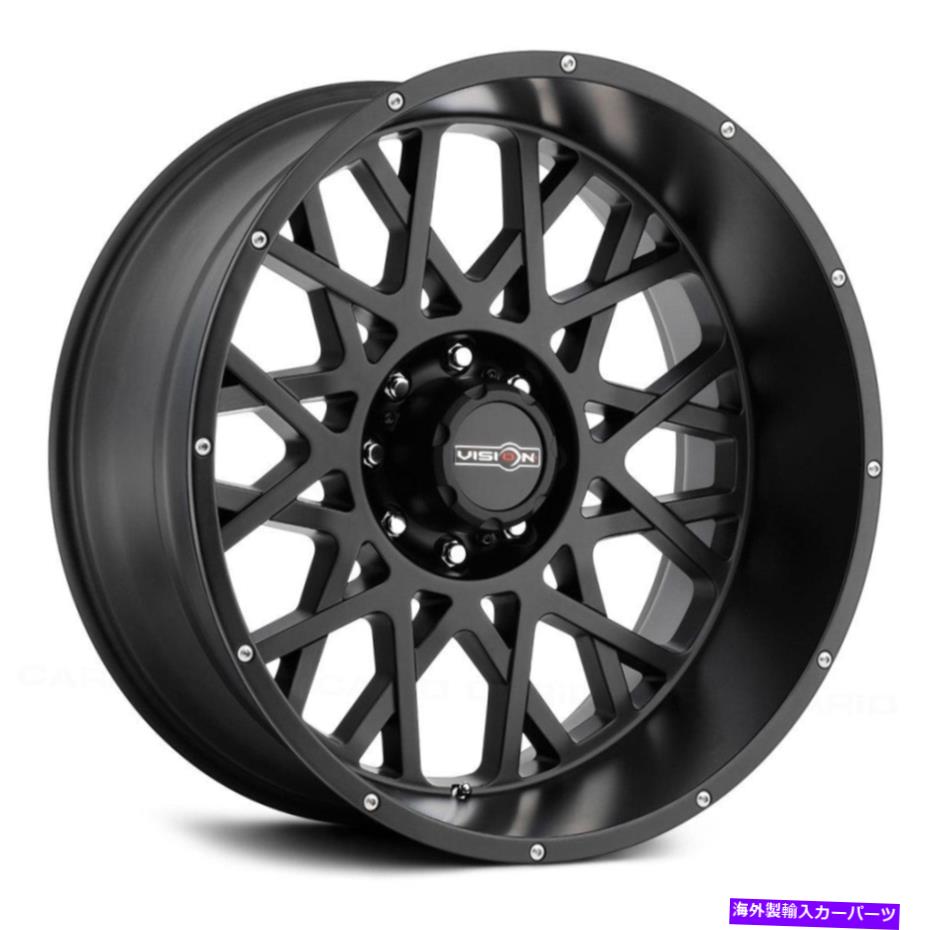 ホイール　４本セット ビジョン412ロッカーホイール20x10（-25、8x165.1、125.2）4のブラックリムセット Vision 412 ROCKER Wheels 20x10 (-25, 8x165.1, 125.2) Black Rims Set of 4【並行輸入品】