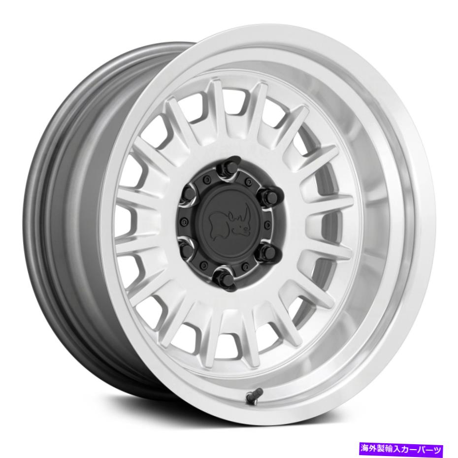 ホイール　４本セット ブラックサイアリソホイール17x8（0、6x114.3、66.06）シルバーリムセット4 Black Rhino ALISO Wheels 17x8 (0, 6x114.3, 66.06) Silver Rims Set of 4【並行輸入品】