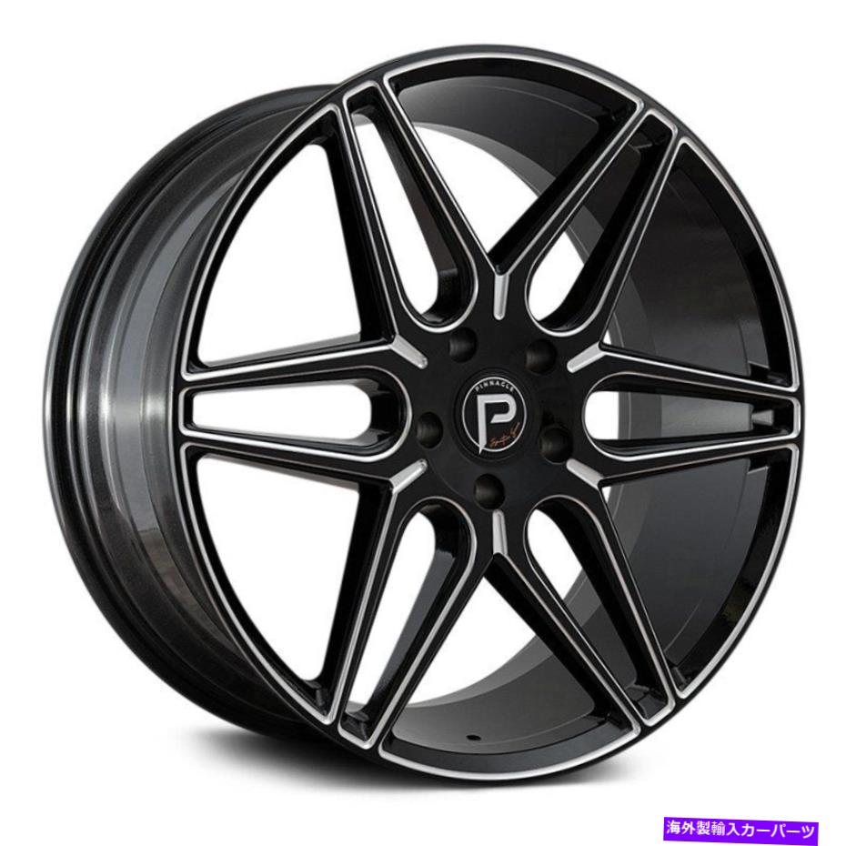 ホイール　４本セット ピナクルP302豪華なホイール22x9（35、5x112、66.56）4のブラックリムセット Pinnacle P302 LAVISH Wheels 22x9 (35, 5x112, 66.56) Black Rims Set of 4【並行輸入品】