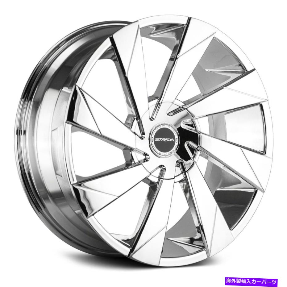 ホイール　４本セット Strada Motoホイール22x9（35、5x120.65、74.1）4のクロムリムセット Strada MOTO Wheels 22x9 (35, 5x120.65, 74.1) Chrome Rims Set of 4【並行輸入品】