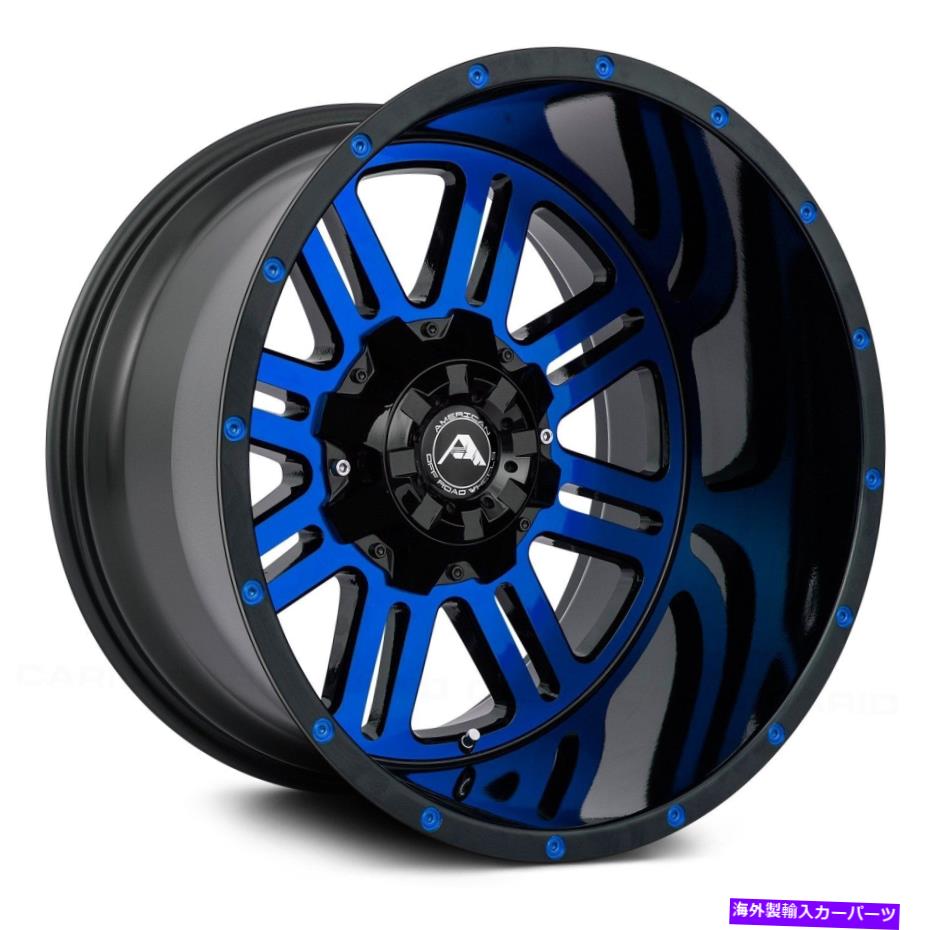 ホイール　４本セット American Off-Road A106ホイール22x12（-44、8x165.1、125.2）4のブラックリムセット American Off-Road A106 Wheels 22x12 (-44, 8x165.1, 125.2) Black Rims Set of 4【並行輸入品】